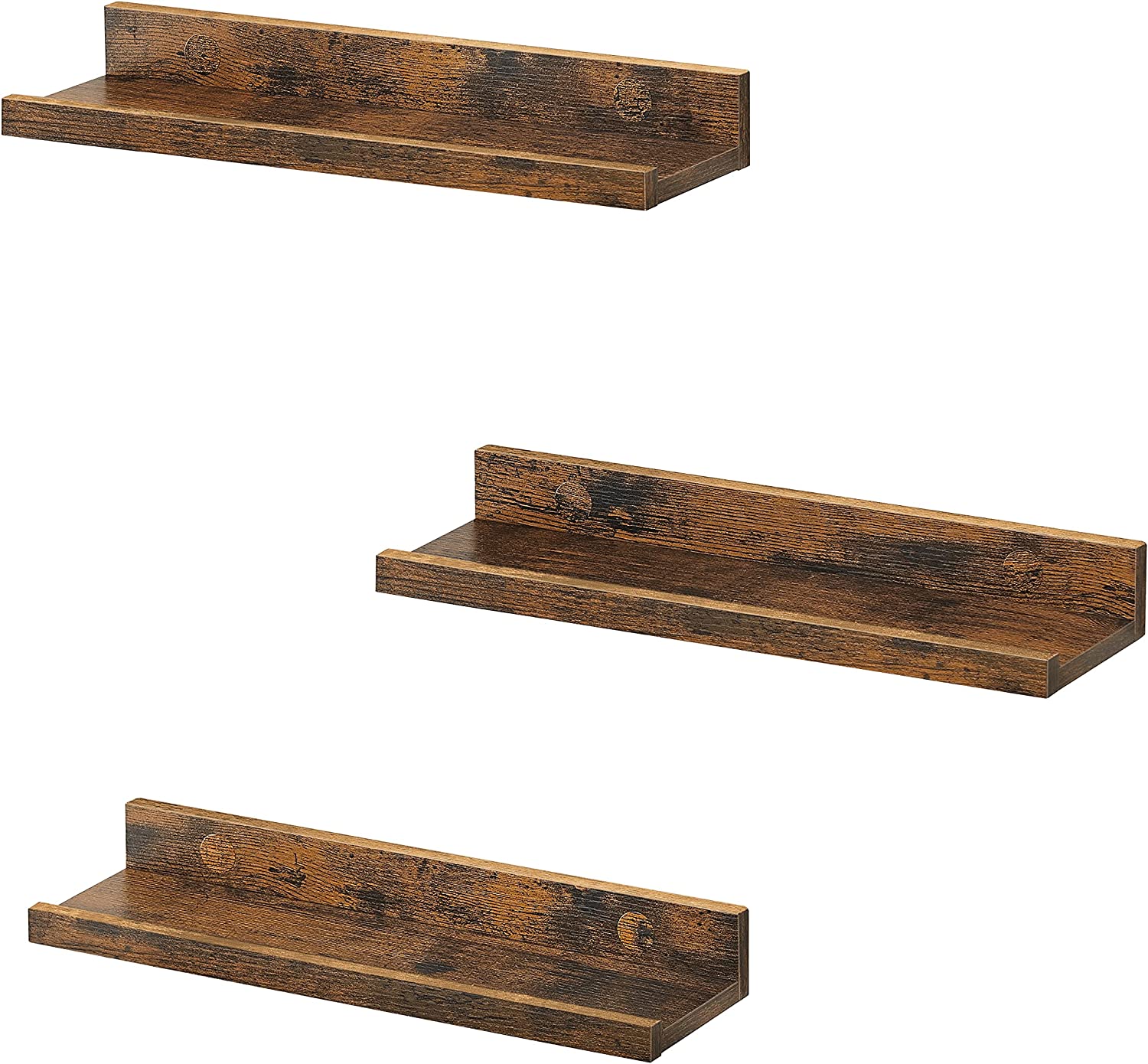 Wall shelf - Set of 3 - Floating boards - Brown