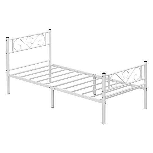 Single bed frame - 90 x 190 cm - metal frame - white