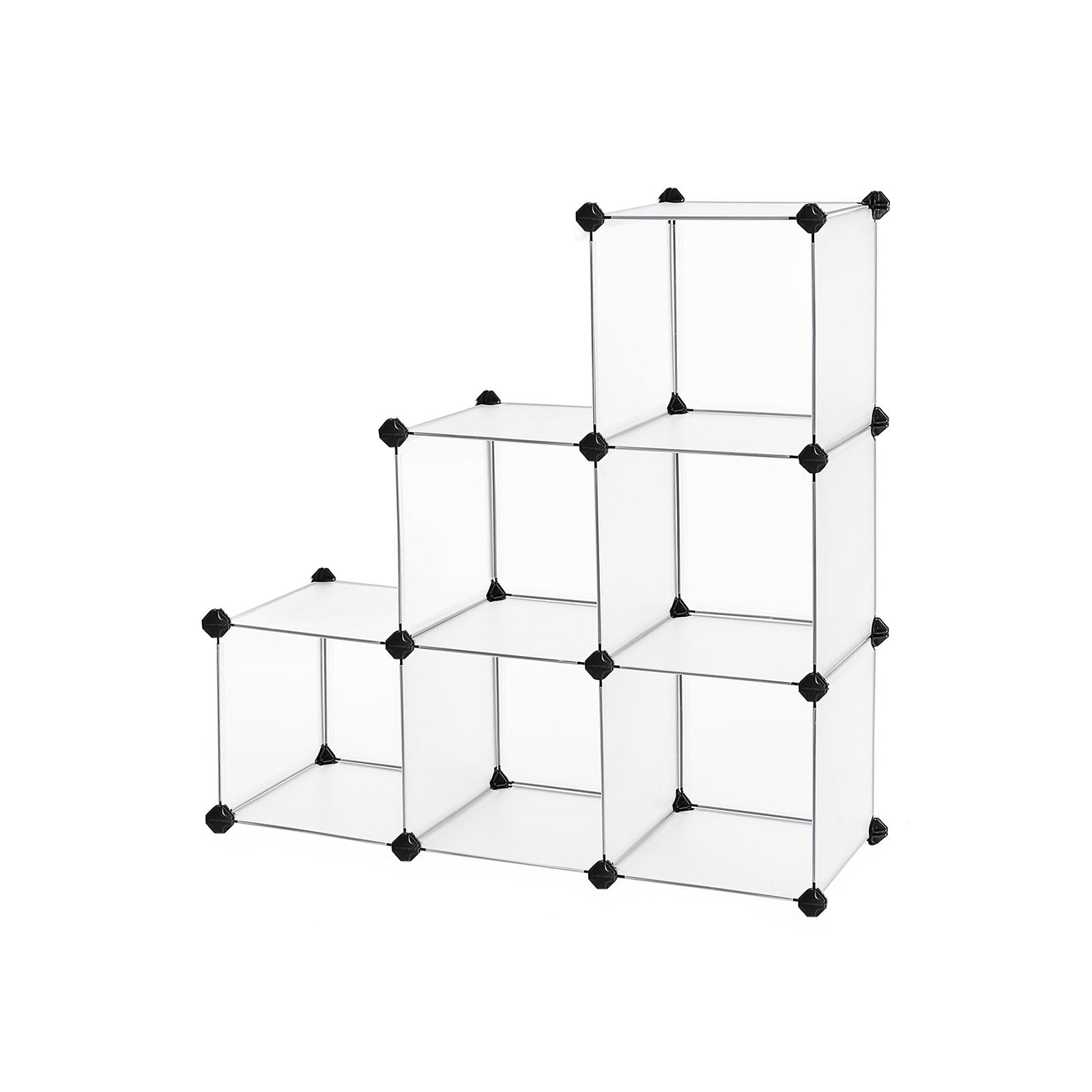 Shoe rack - Cube cabinet - Storage cupboard with 6 compartments - White plastic doors