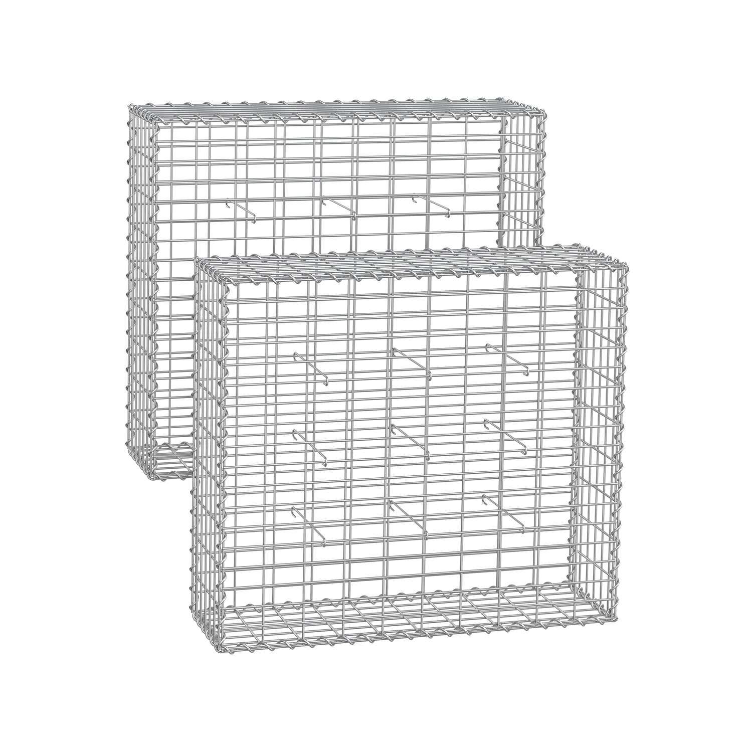Set of 2 wire baskets - Maas width 5 × 10 cm - silver