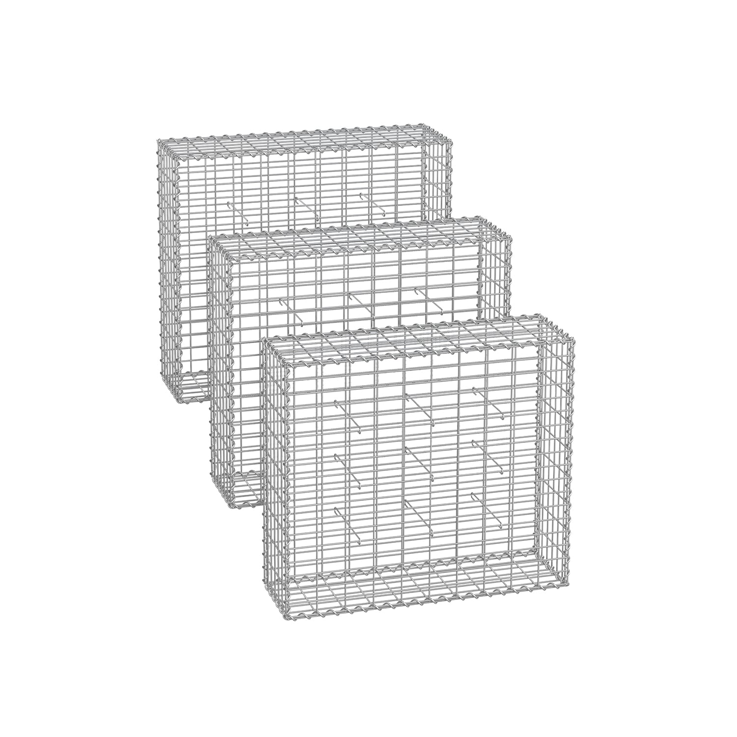 Set of 3 Schans baskets - 100 × 30 × 30 cm - silver