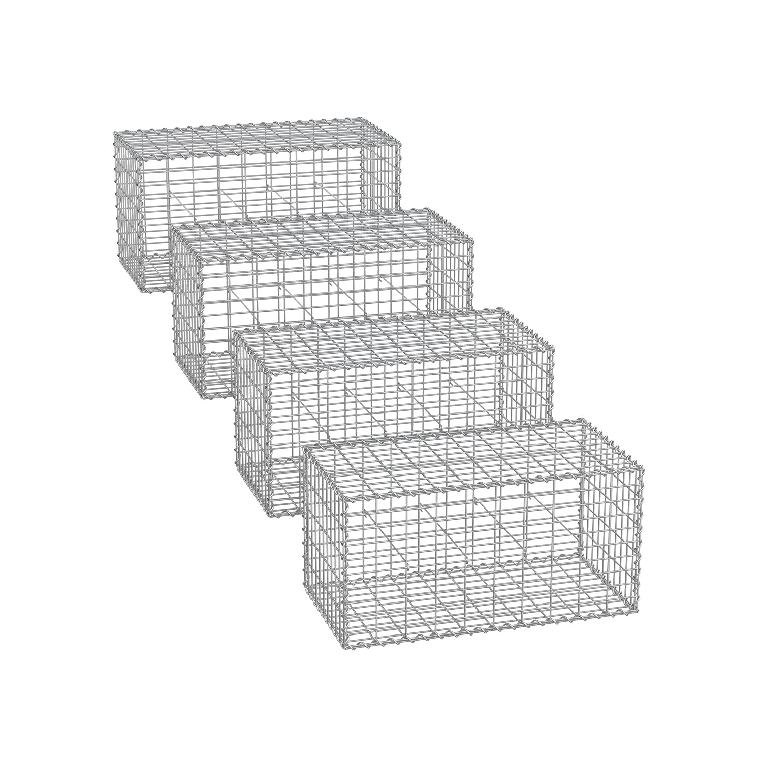 Schans baskets - Set of 4 - 100 × 30 × 30 cm - Silver