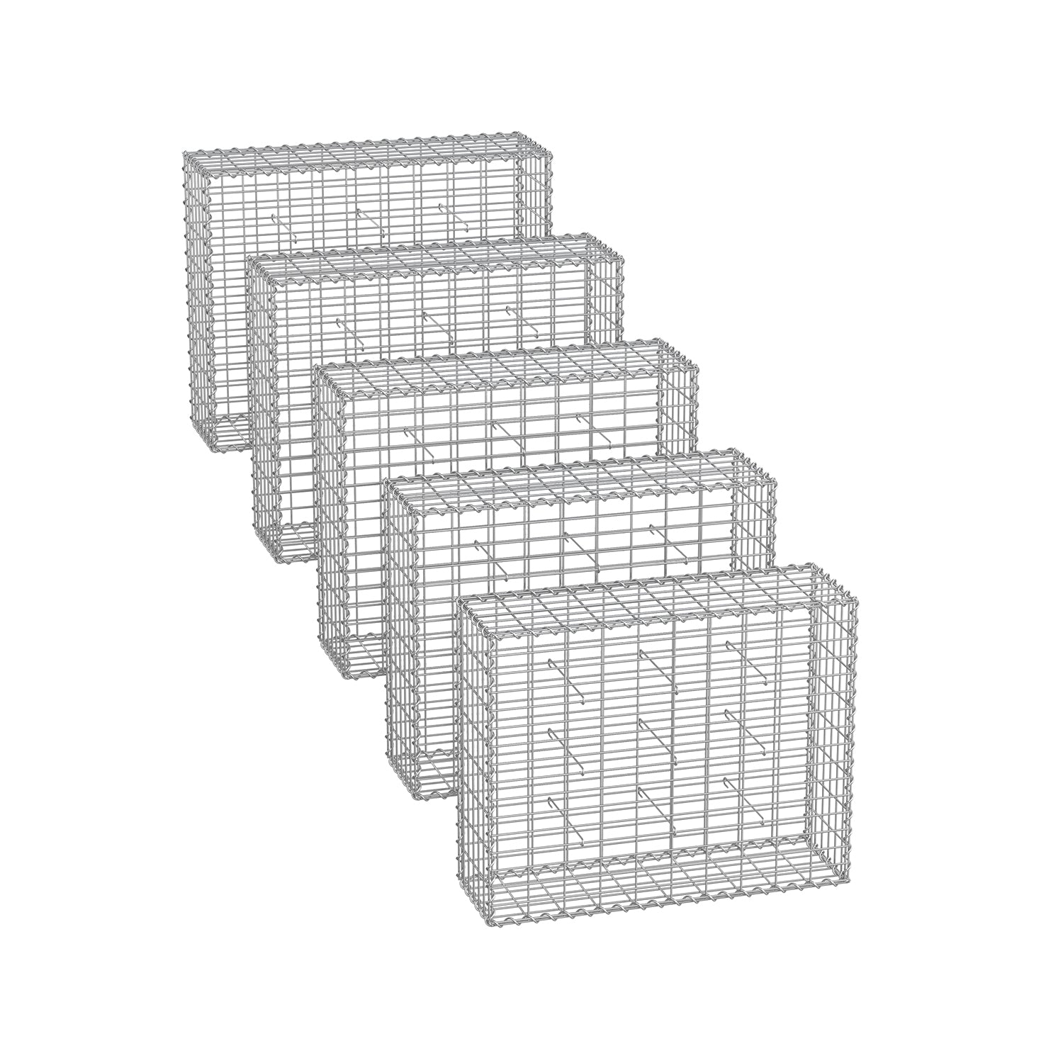Set of 5 Schans baskets - 100 × 80 × 30 cm - silver