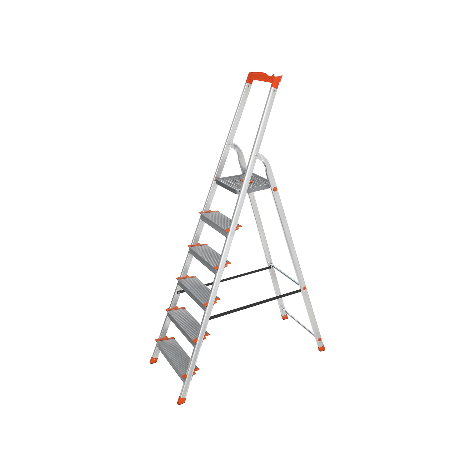 Ladder - Aluminum stairladder - 6 steps - Gray / Orange