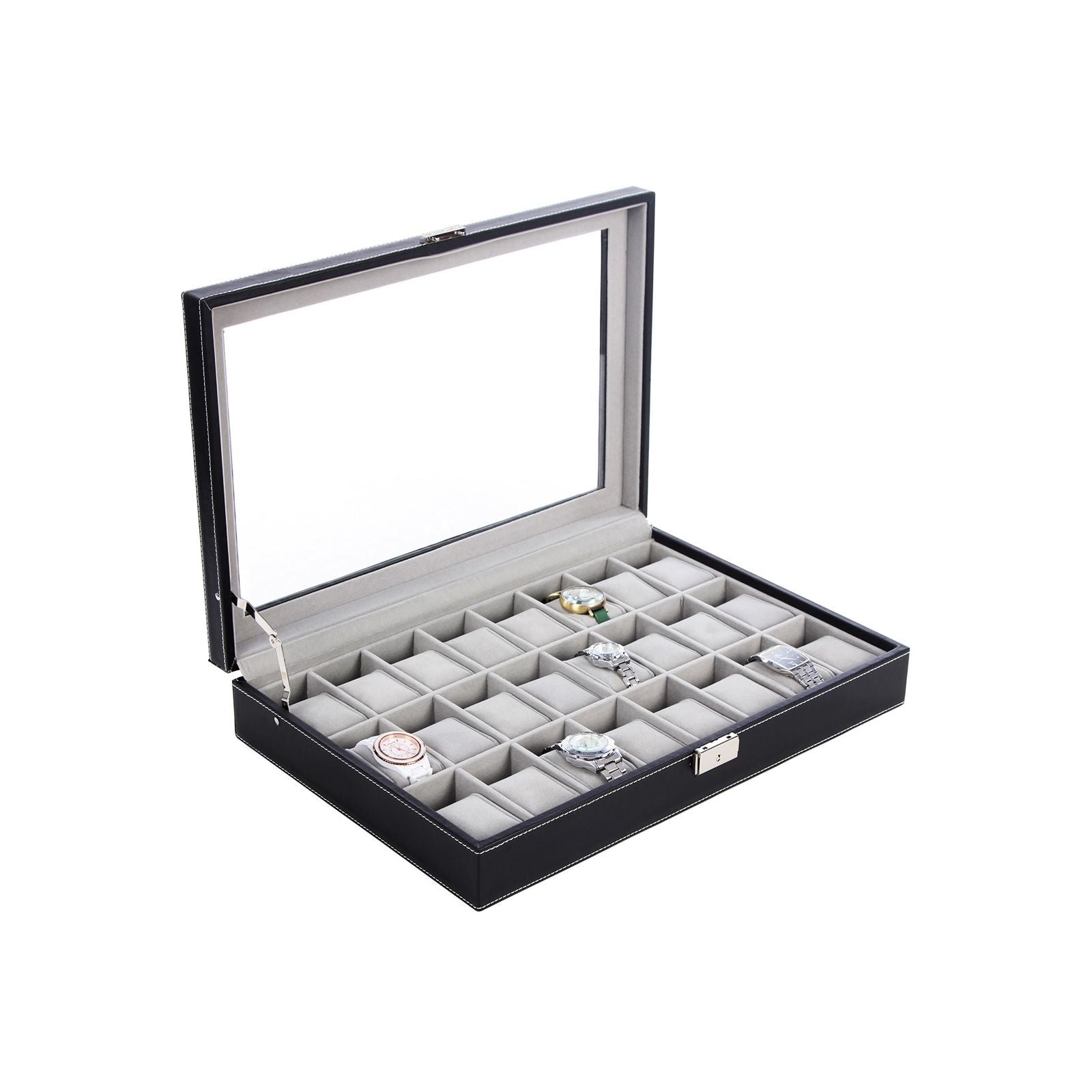 Watch box - Lockable - Organizer - Black