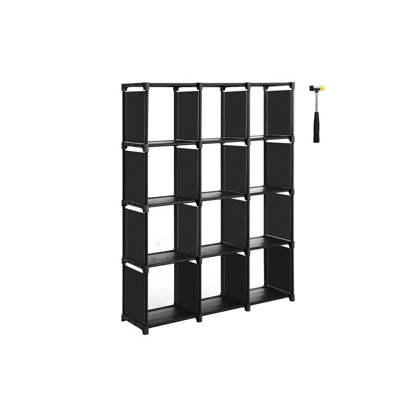 Cube cabinet - Bookcase with 12 cubes - 105 x 30 x 140 cm - Black