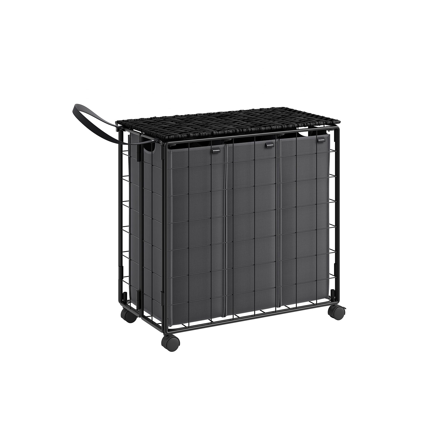 Laundry basket-130 l-removable-with wheels-ink-black-Leigrijs