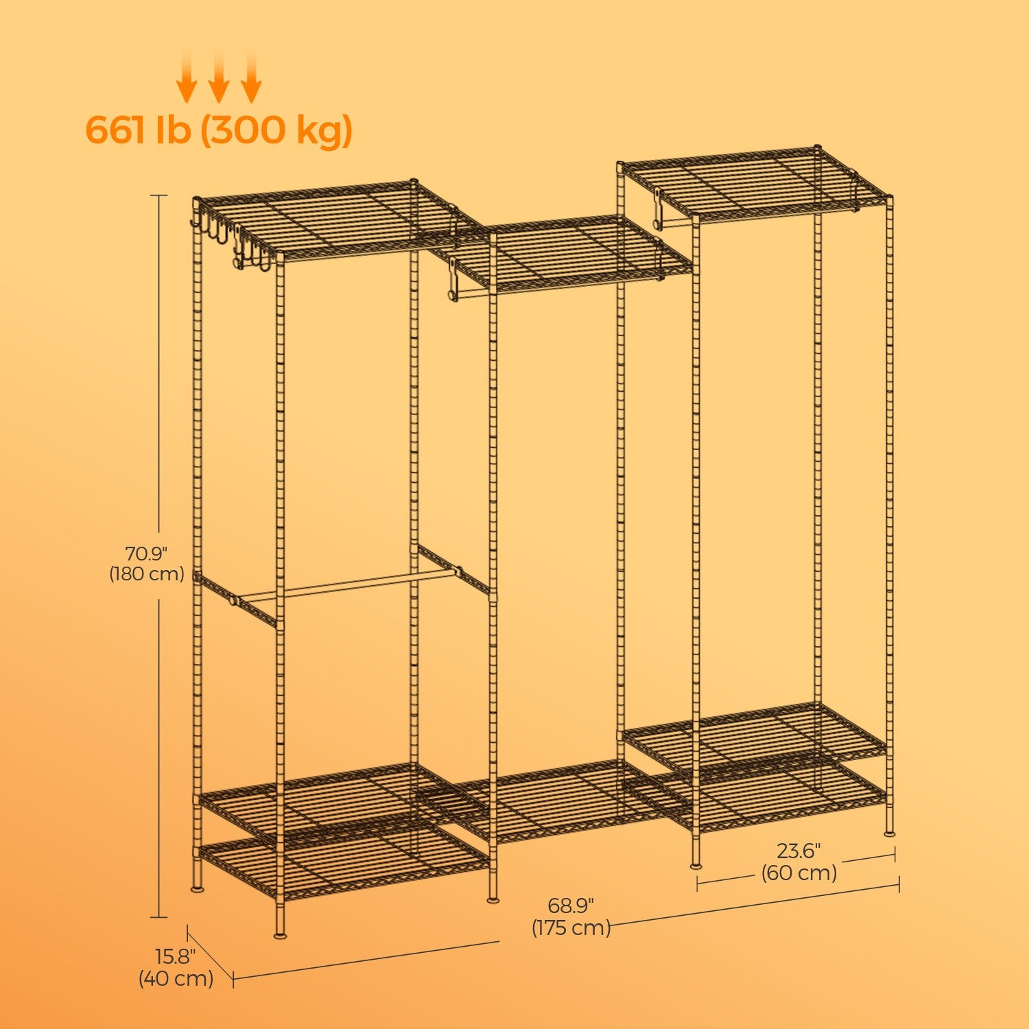 Clothes rack, open wardrobe, metal coat rack