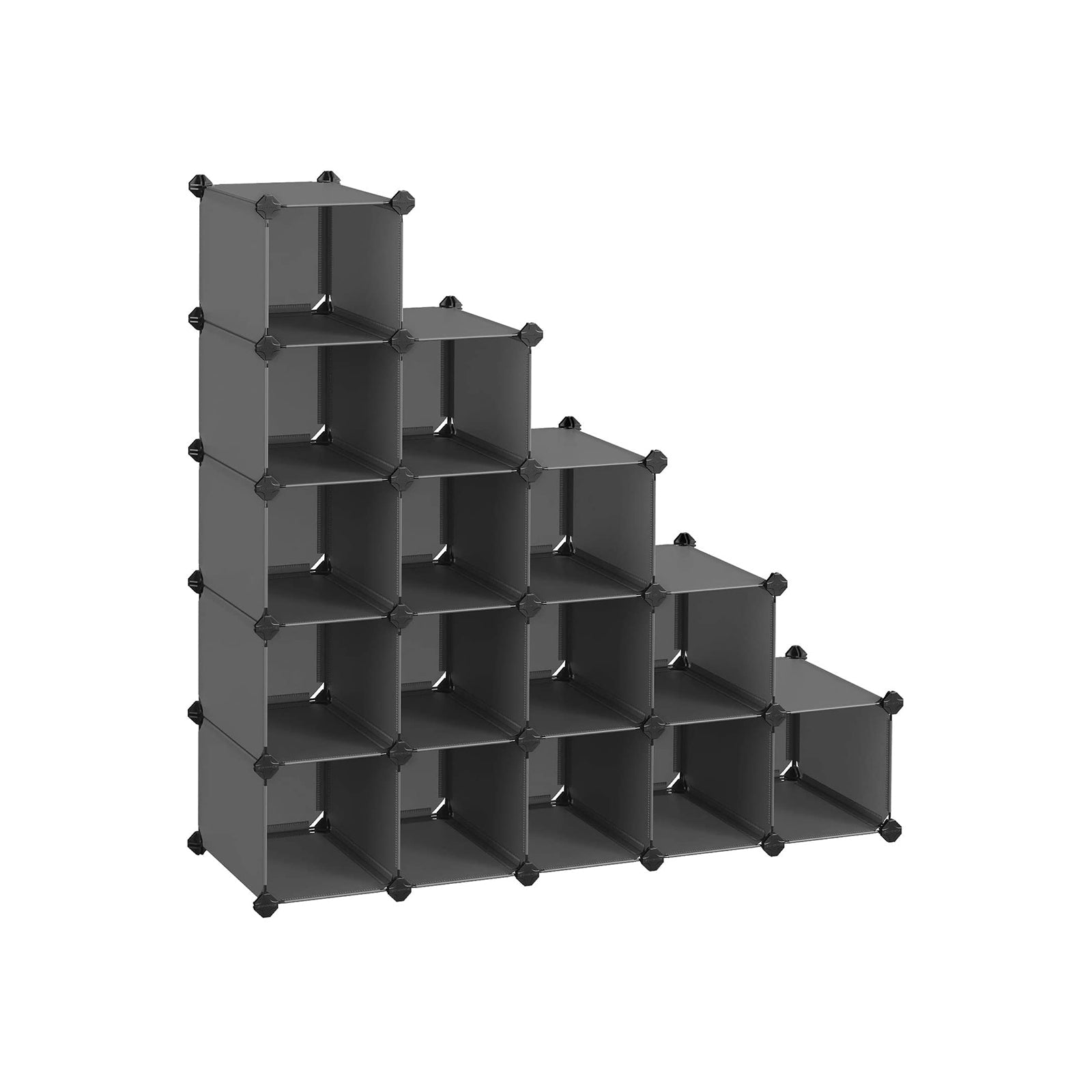Shoe rack - Cube cabinet - With 15 compartments - Plastic - Black