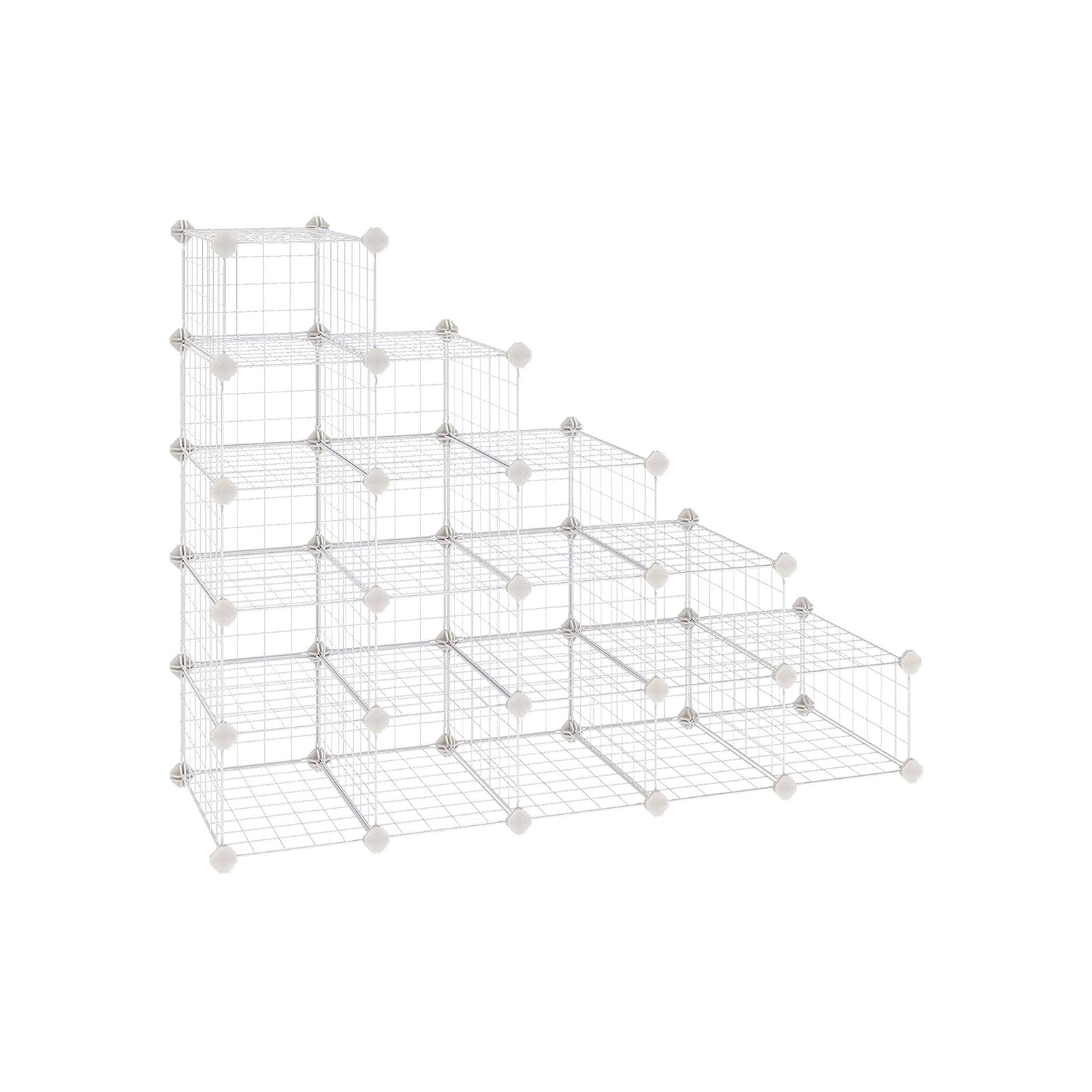 Shoe rack - Cube cabinet - 15 metal wire pockets - White