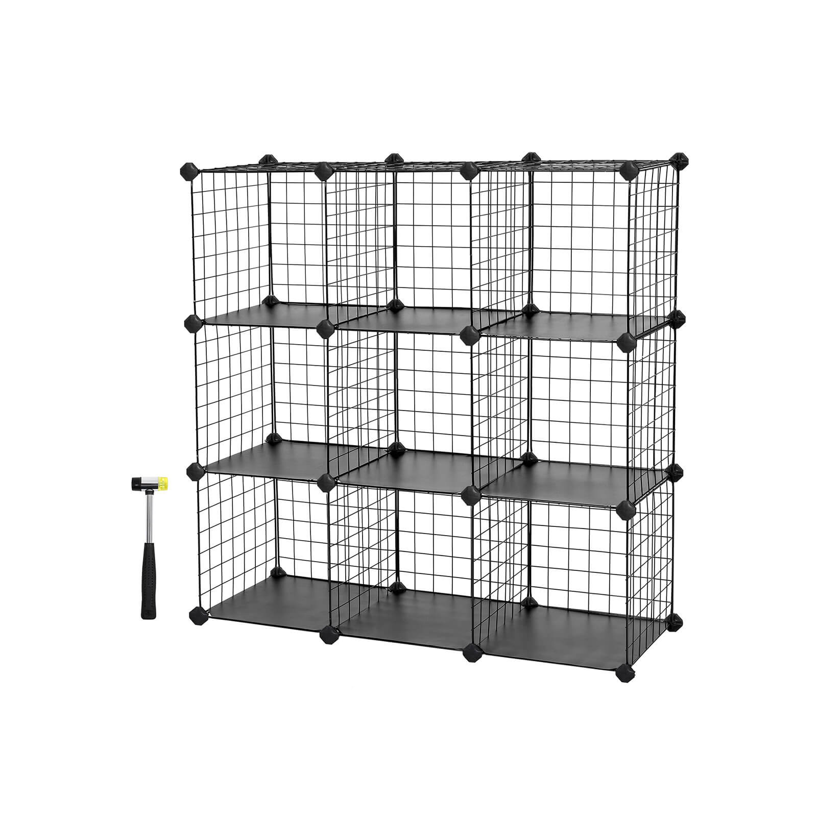Cube cabinet - Wire mesh Plank system - Storage cabinet - 9 compartments - Black