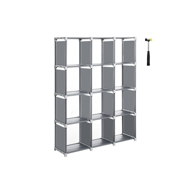 Cube cabinet - Storage cupboard with 12 compartments - Gray