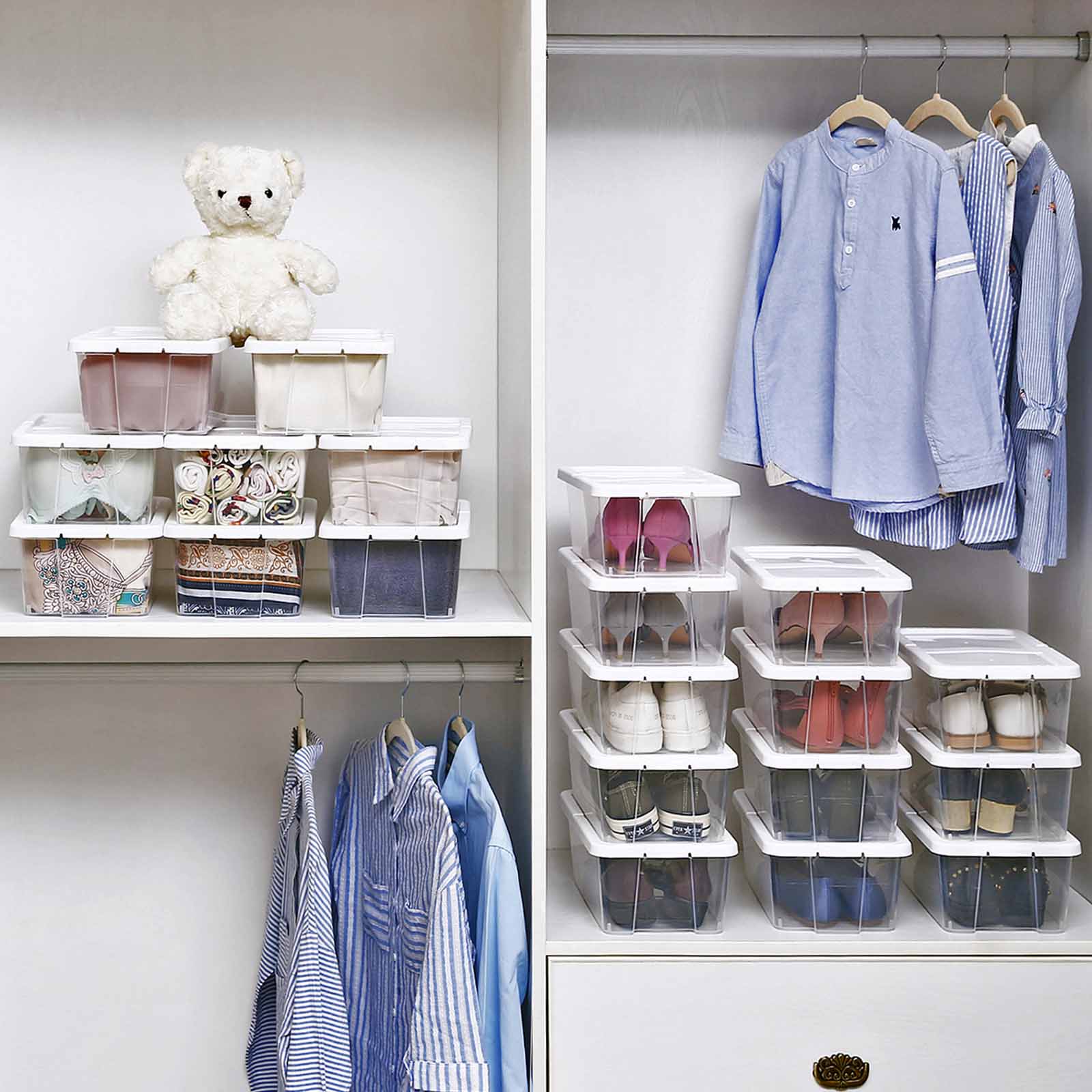 Shoe boxes - Storage boxes - Set of 12 - Transparent - to size 41