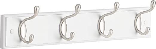 Coat rack - Wall coat rack - 4 Metal Jashaakes - Silver/White
