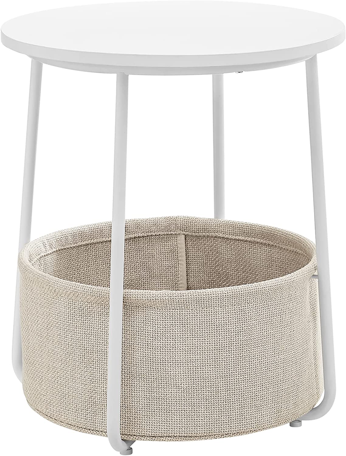 Round side table - With fabric basket - Metal frame - Blue