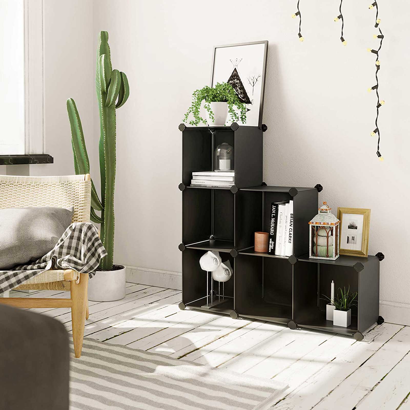 Storage grab - cube cabinet - plastic - 6 compartments - black