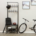 Coat rack - With 3 shoe racks - With 18 hooks - Metal - 68.8 x 35.2 x 187 cm
