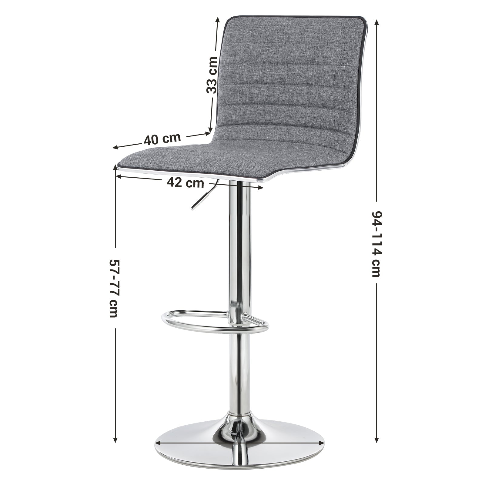 Bar stools - High chairs - Set of 2 - With backrest - Gray