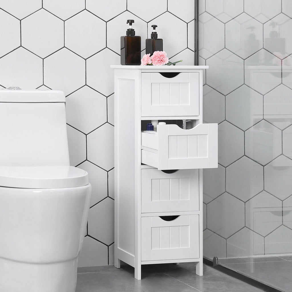 Bathroom cabinet - narrow - 4 drawers - 30 x 30 x 82 cm - white