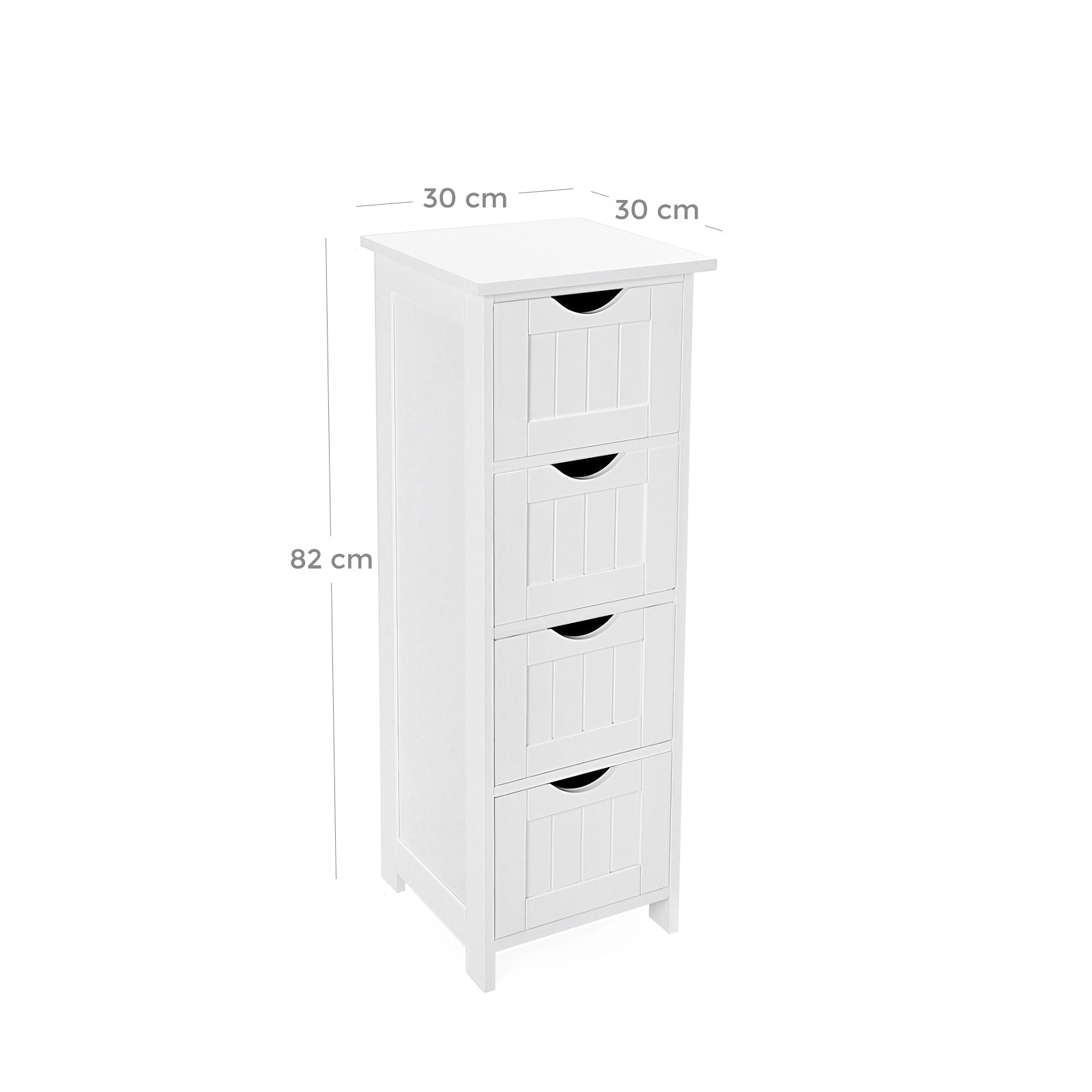 Bathroom cabinet - narrow - 4 drawers - 30 x 30 x 82 cm - white