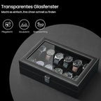 Watch box - with 12 compartments and glass lid, luxury storage box