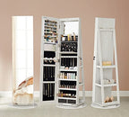 Jewelry cabinet - With mirror - LED lighting inside - Frameless Design - White