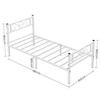 Single bed frame - 90 x 190 cm - metal frame - white