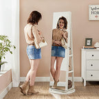 Jewelry cabinet - With mirror - LED lighting inside - Frameless Design - White