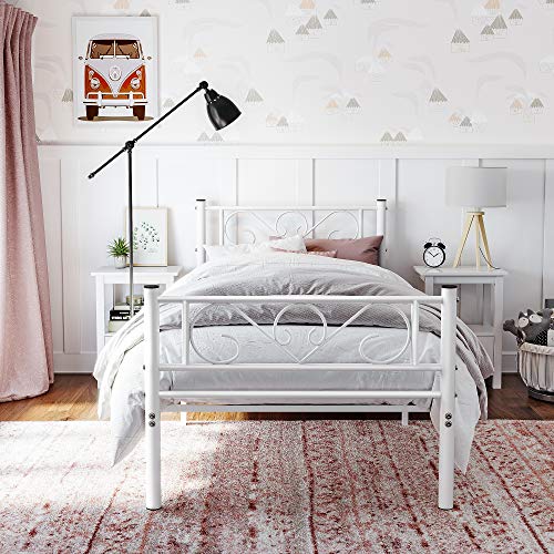 Single bed frame - 90 x 190 cm - metal frame - white