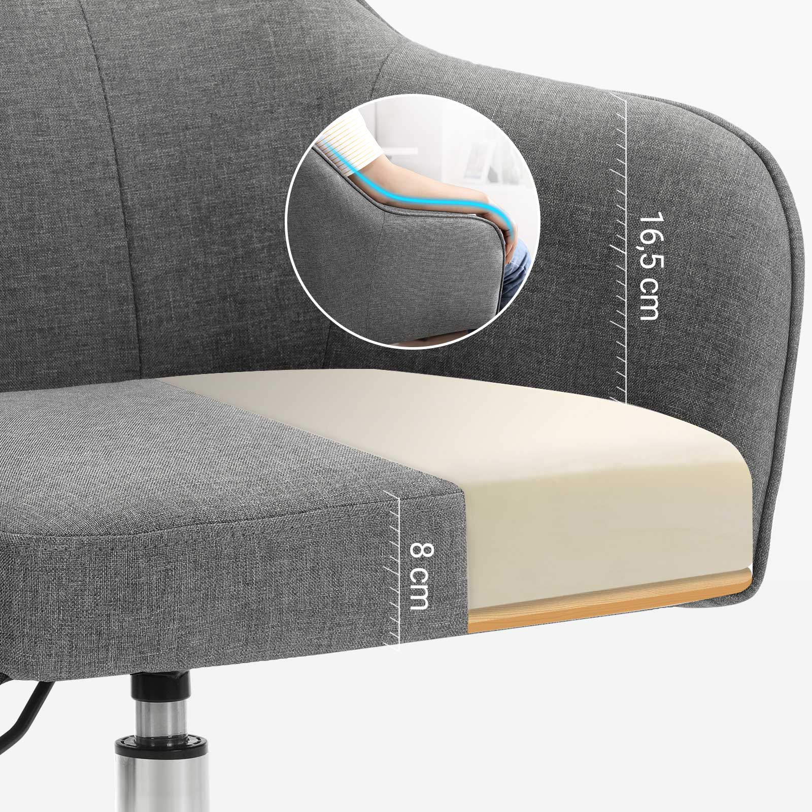 Office chair - Computer chair - In height adjustable - Gray