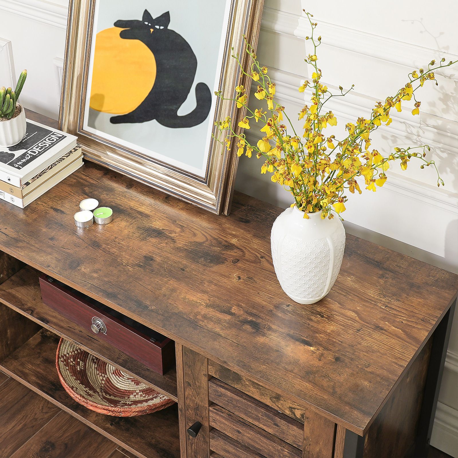 TV furniture - Coffee table - with 2 cupboards and 2 shelves - Dark brown