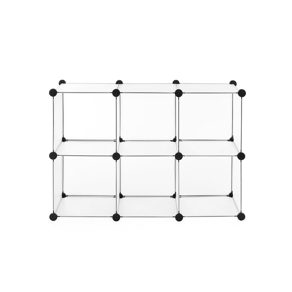Shoe rack - Cube cabinet - Storage cupboard with 6 compartments - White plastic doors
