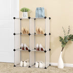 Shoe rack - Cube cabinet - Storage cupboard with 6 compartments - White plastic doors