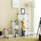 Shoe rack - Cube cabinet - Storage cupboard with 6 compartments - White plastic doors