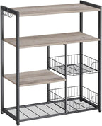 Kitchen rack - Kitchen cupboard - Storage cupboard - 4 levels - Metal frame - Wooden boards - White