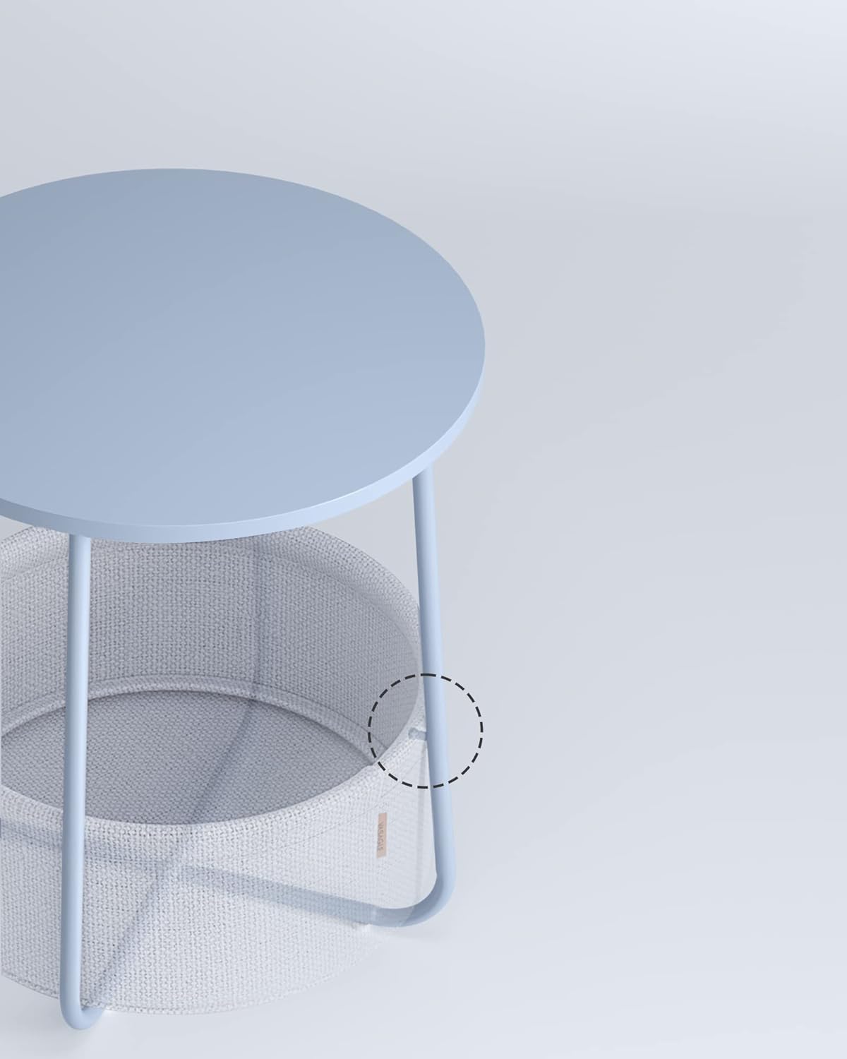 Round side table - With fabric basket - Metal frame - Blue