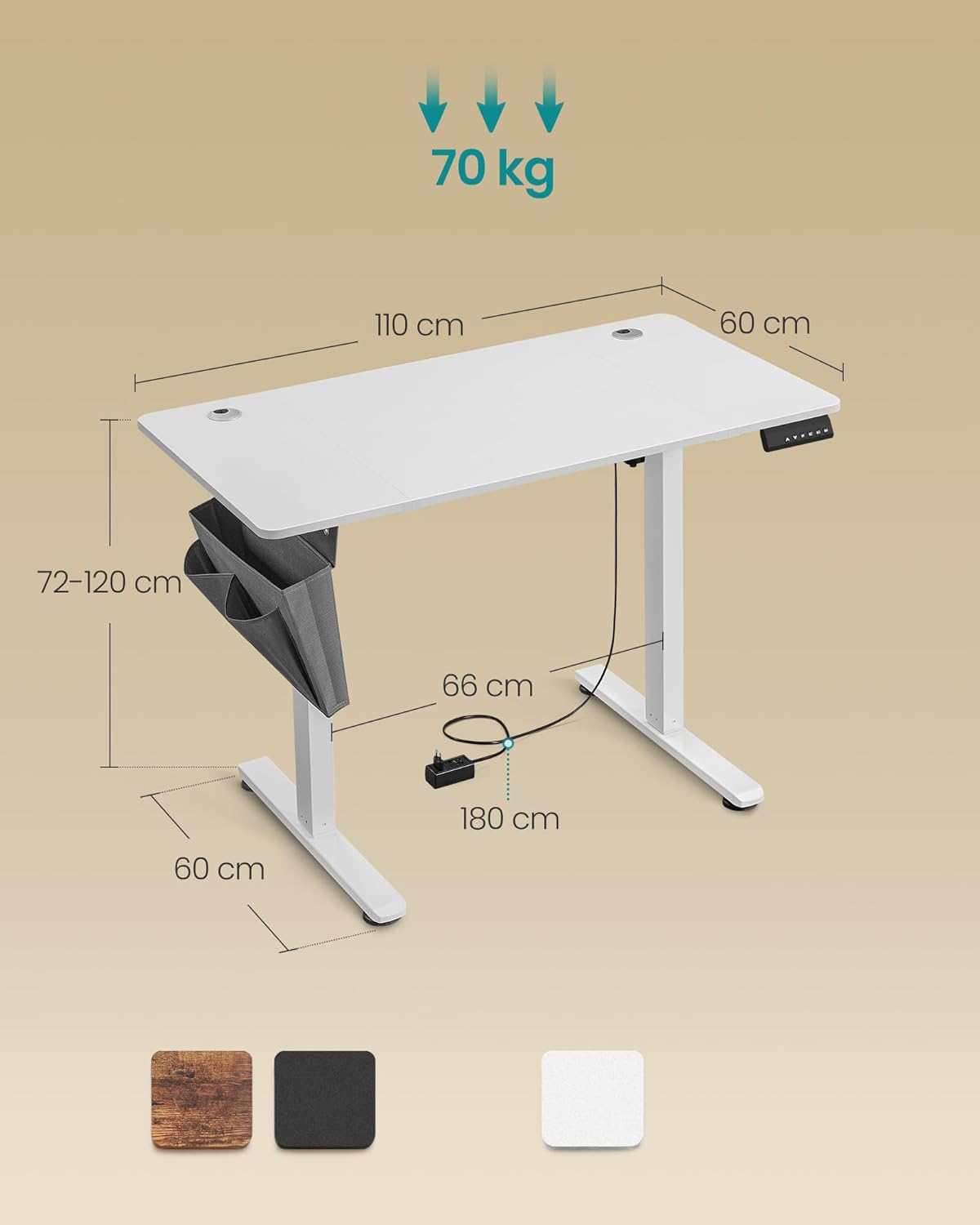 Electric desk - height adjustable - Multiple positions