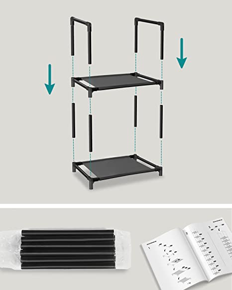Shoe rack - Storage of shoes - 10 levels - Open shoe cabinet - Metal frame - Black