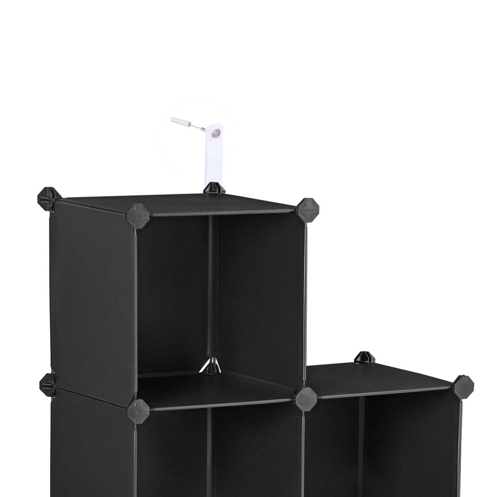 Storage grab - cube cabinet - plastic - 6 compartments - black