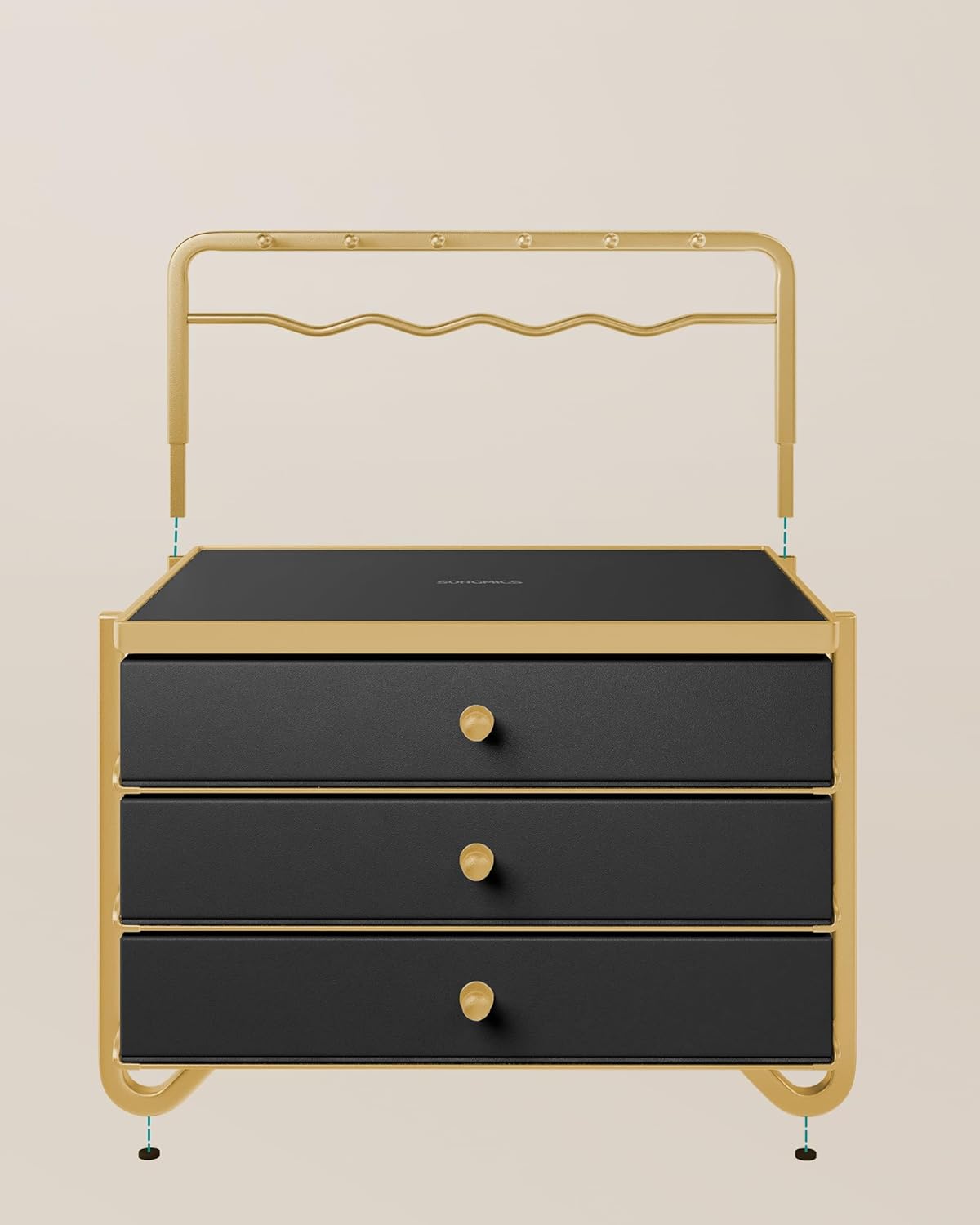 Jewelry box - Jewelry box - 3 layers with drawers - Black gold