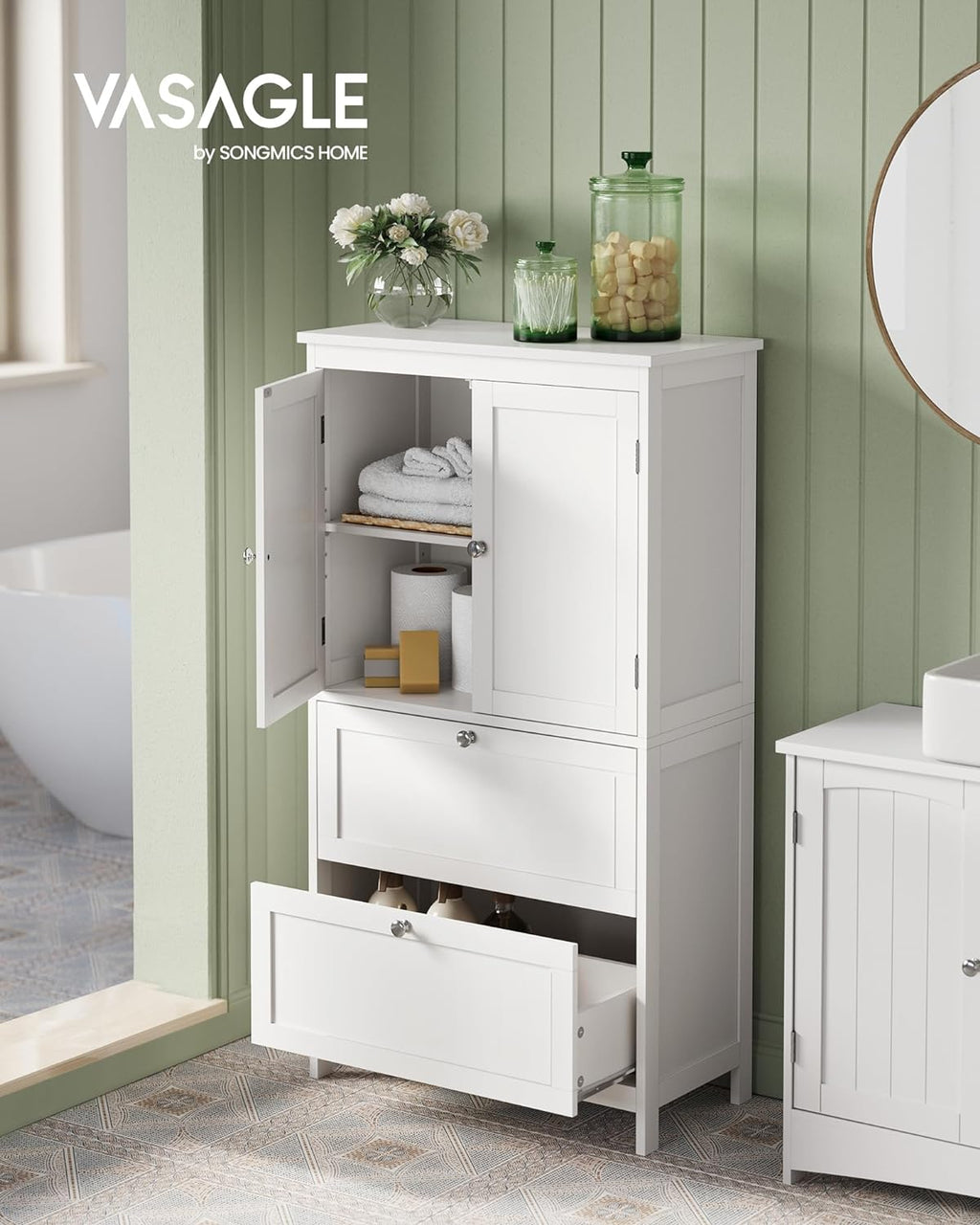 Bathroom cabinet - Living room cabinet - Doors - 2 drawers - Van Hout - White