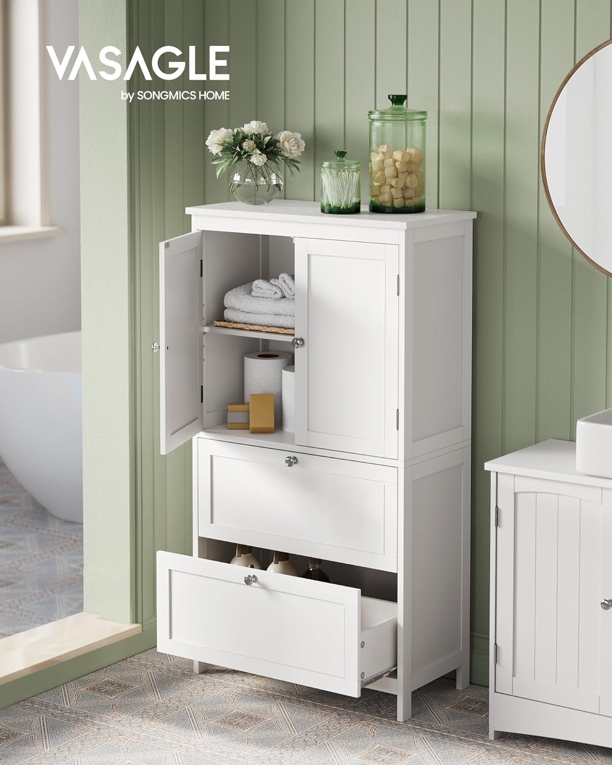 Bathroom cabinet - Living room cabinet - Doors - 2 drawers - Van Hout - White