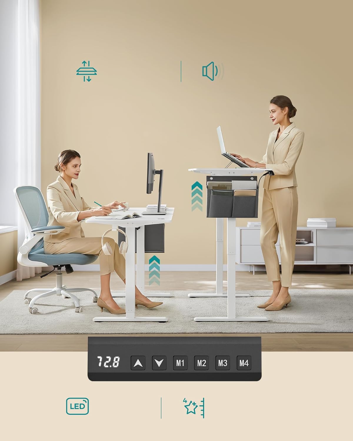 Electric desk - height adjustable - Multiple positions