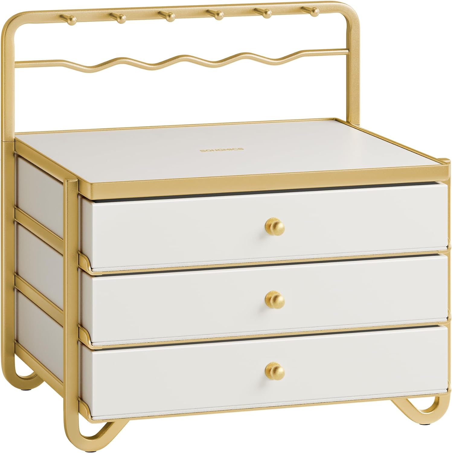 Jewelry box - Jewelry box - 3 layers with drawers - Black gold