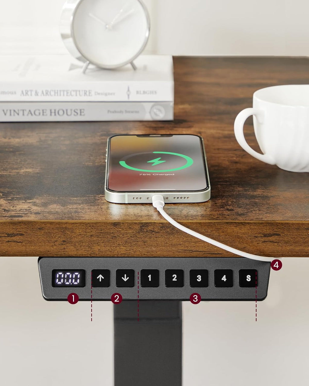 Height -adjustable desk - with memory function - with wheels
