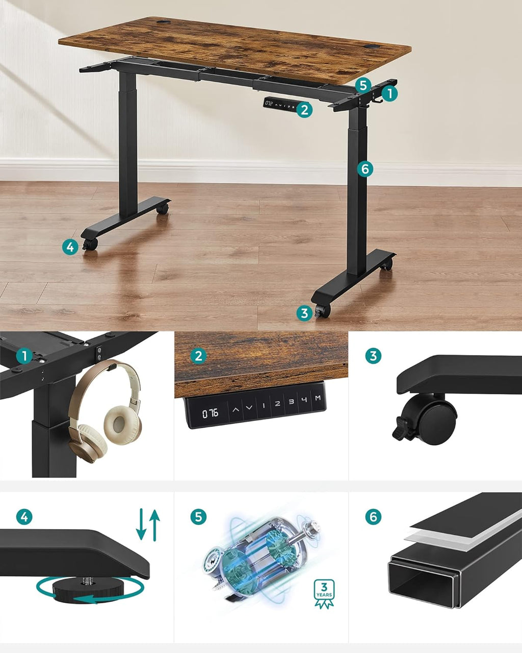 Electric seat -Sta desk - height adjustable - 60 x 120 cm
