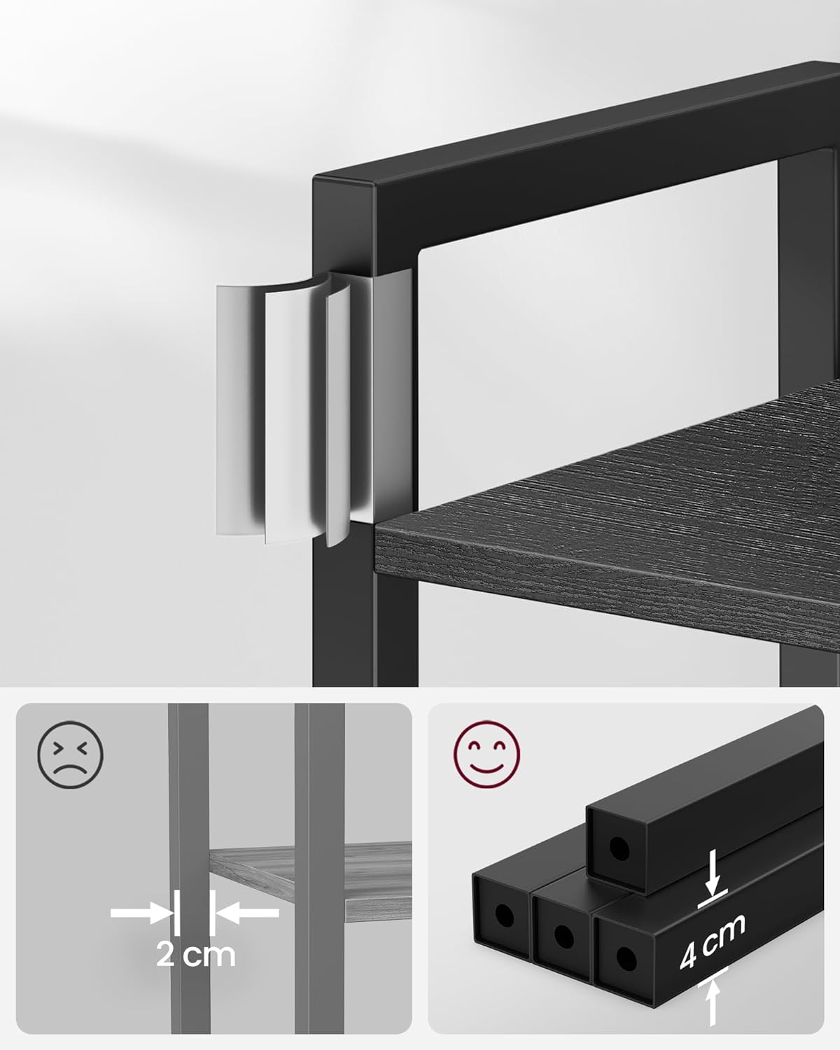 Bookcase - Living room cabinet - With 4 levels - Open shelves - Black