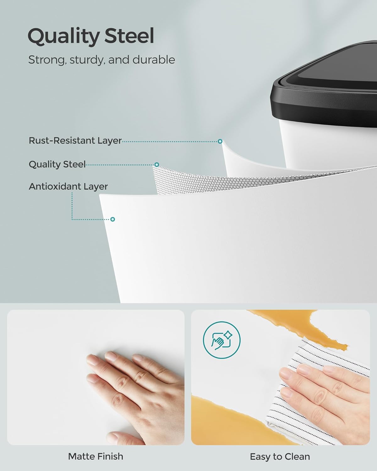 Garbage bin - Waste bin - 68liter - Metal - With lid - White