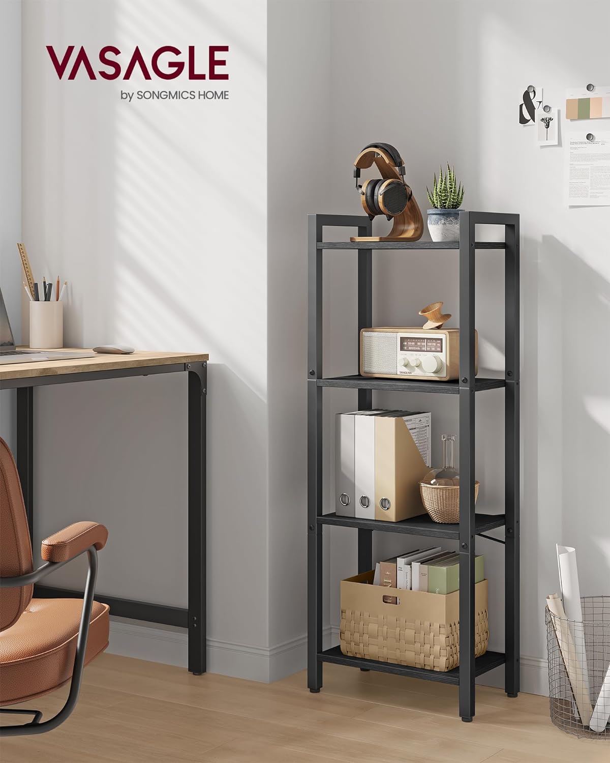 Bookcase - Living room cabinet - With 4 levels - Open shelves - Black