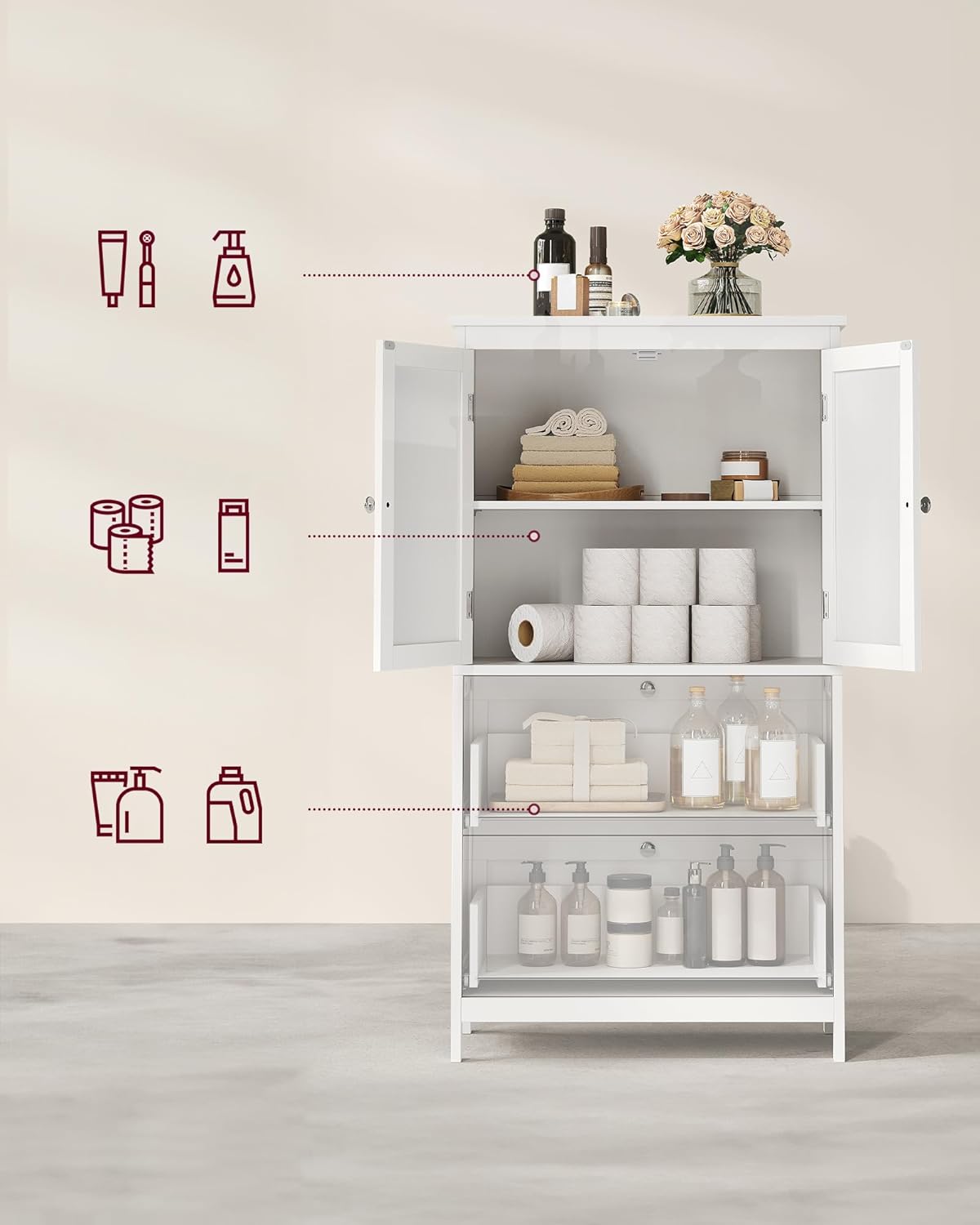 Bathroom cabinet - Living room cabinet - Doors - 2 drawers - Van Hout - White